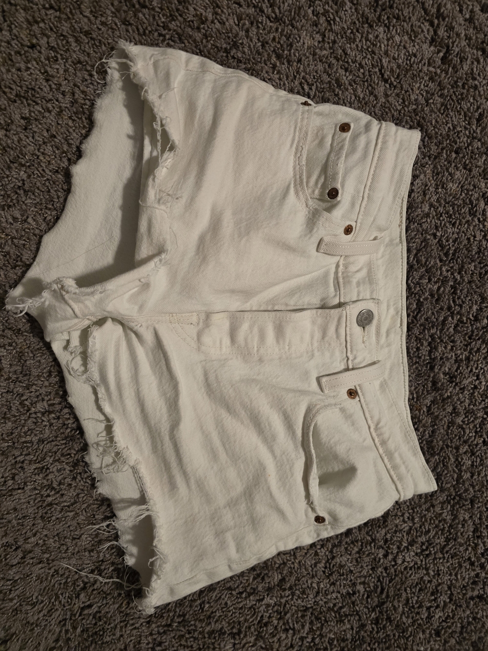 Levi's White Frayed Hem Denim Shorts